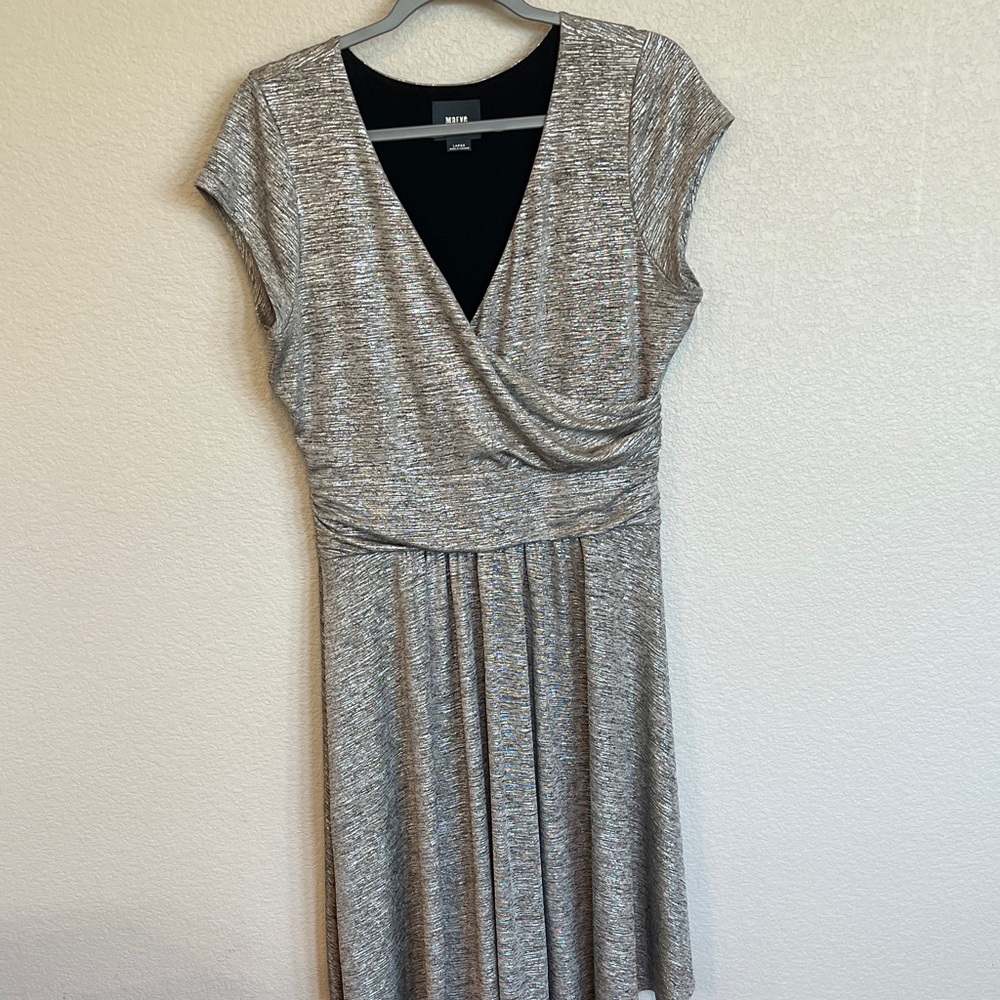 Maeve Silver Heather Wrap-Style Midi Dress